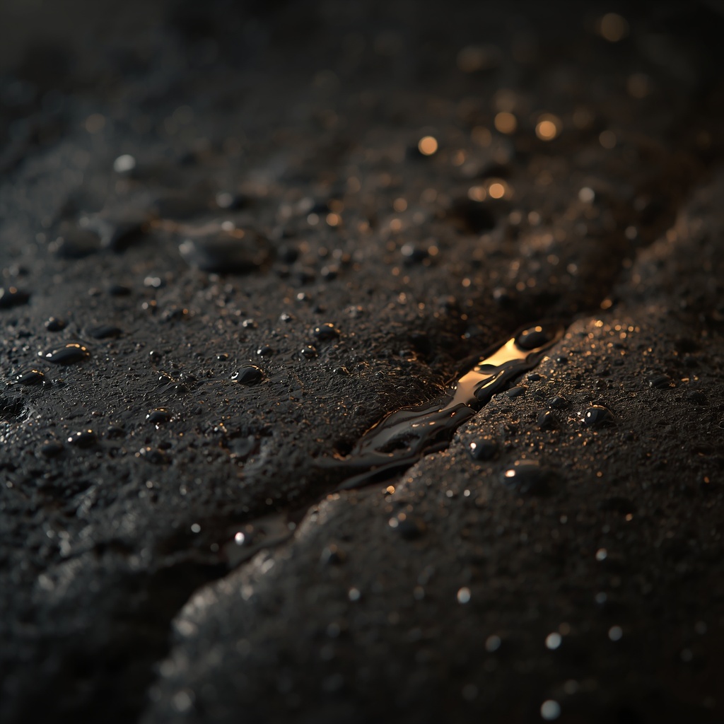 An extreme close-up of water droplets glistening on a raw unpolished river stone texture.