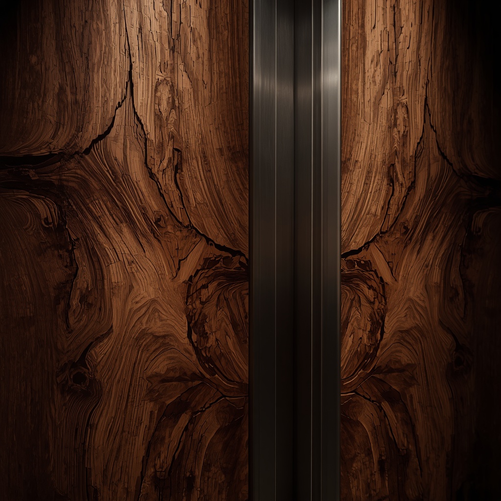 An ultra-luxury modern dressing room featuring a dark raw timber multi-tiered wardrobe island and traditional Hanji paper sliding partitions.